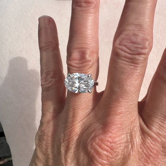 5 Carat Cubic Zirconia Oval Solitaire Engagement Ring - Picture 13 of 17